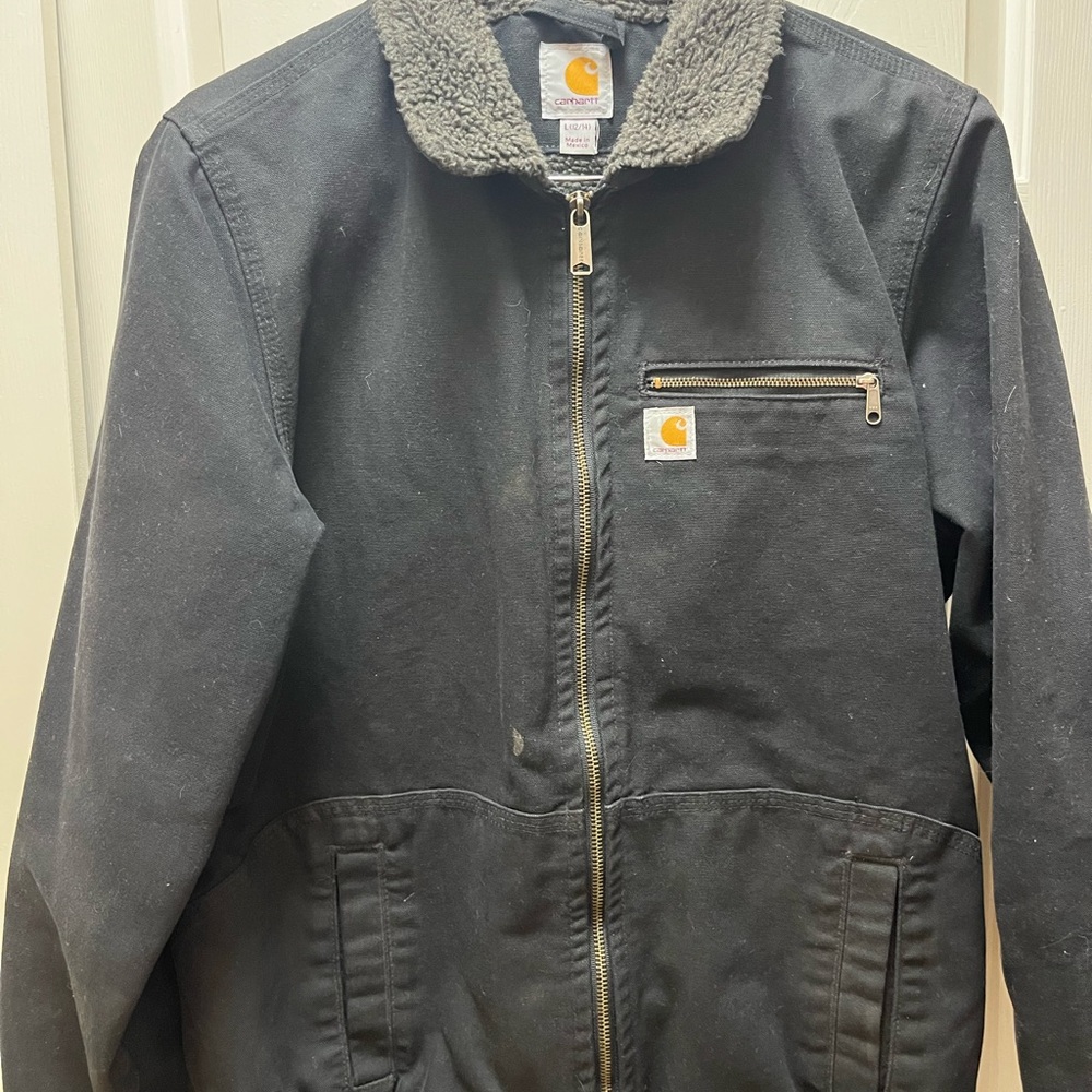 Women’s Carhartt Black Jacket with Gray Sherpa Collar